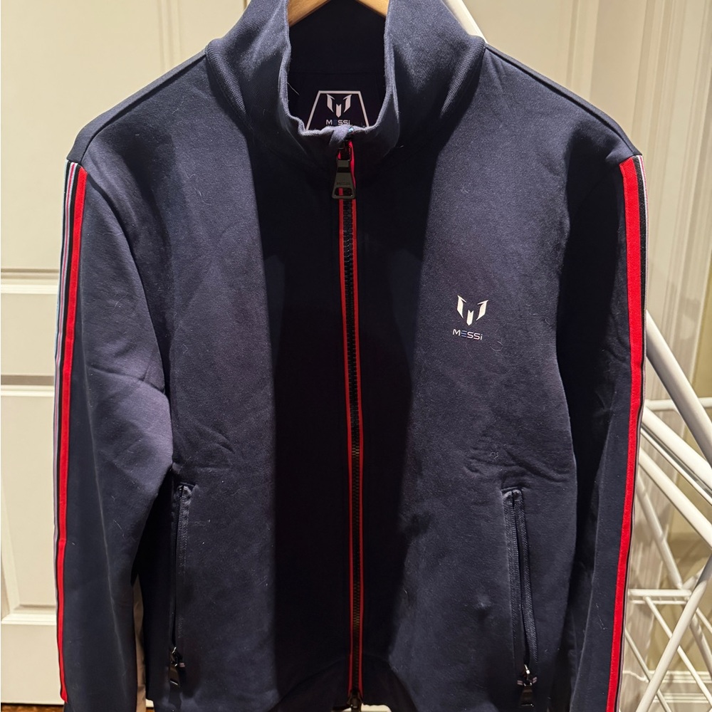 FINAL WEEK - Men's Messi (official) Navy Jacket with Red Stripes